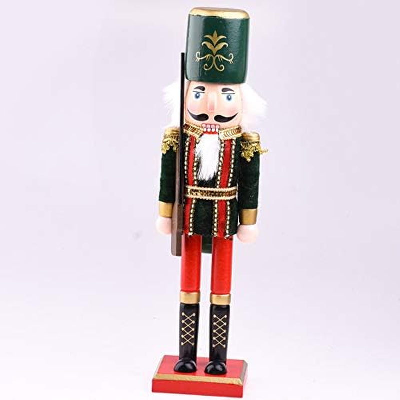 Christmas Wooden Nutcracker, 15 Inch Traditional Festive Xmas King and Soldier Figurine Ornament for Table Fireplace Decoraion (Red)