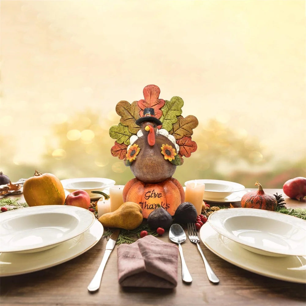 Thanksgiving Decorations Hand-Painted Turkey Pumpkin, Autumn Decor for Living Room Bedroom Kitchen Thanksgiving Harvest Day, Thankful Hand-Painted Thanksgiving Turkey Tabletop Centerpiece Decor