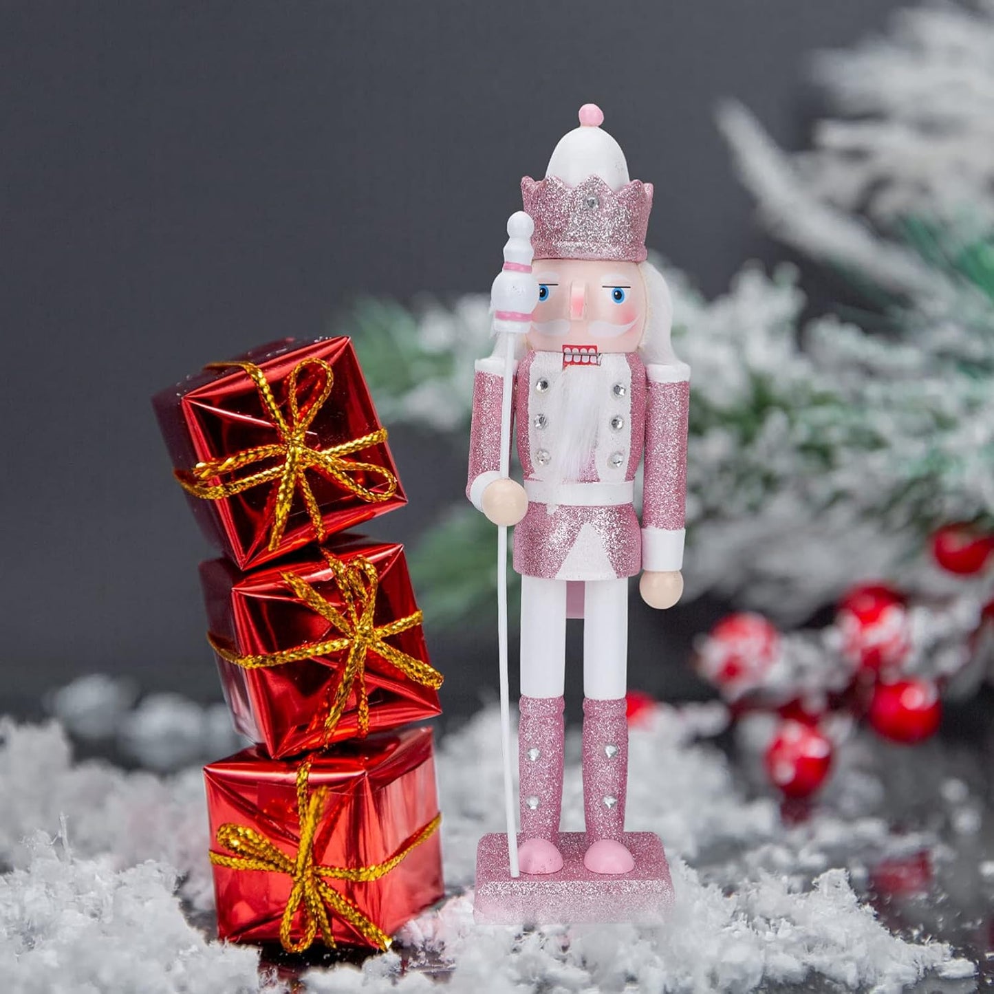 Christmas Decor Nutcracker Soldiers Figurine Christmas Desktop Decoration Glitter Soldier Puppet Toy for Xmas Tree Window Table Yard Porch Decoration Thanksgiving Decorations