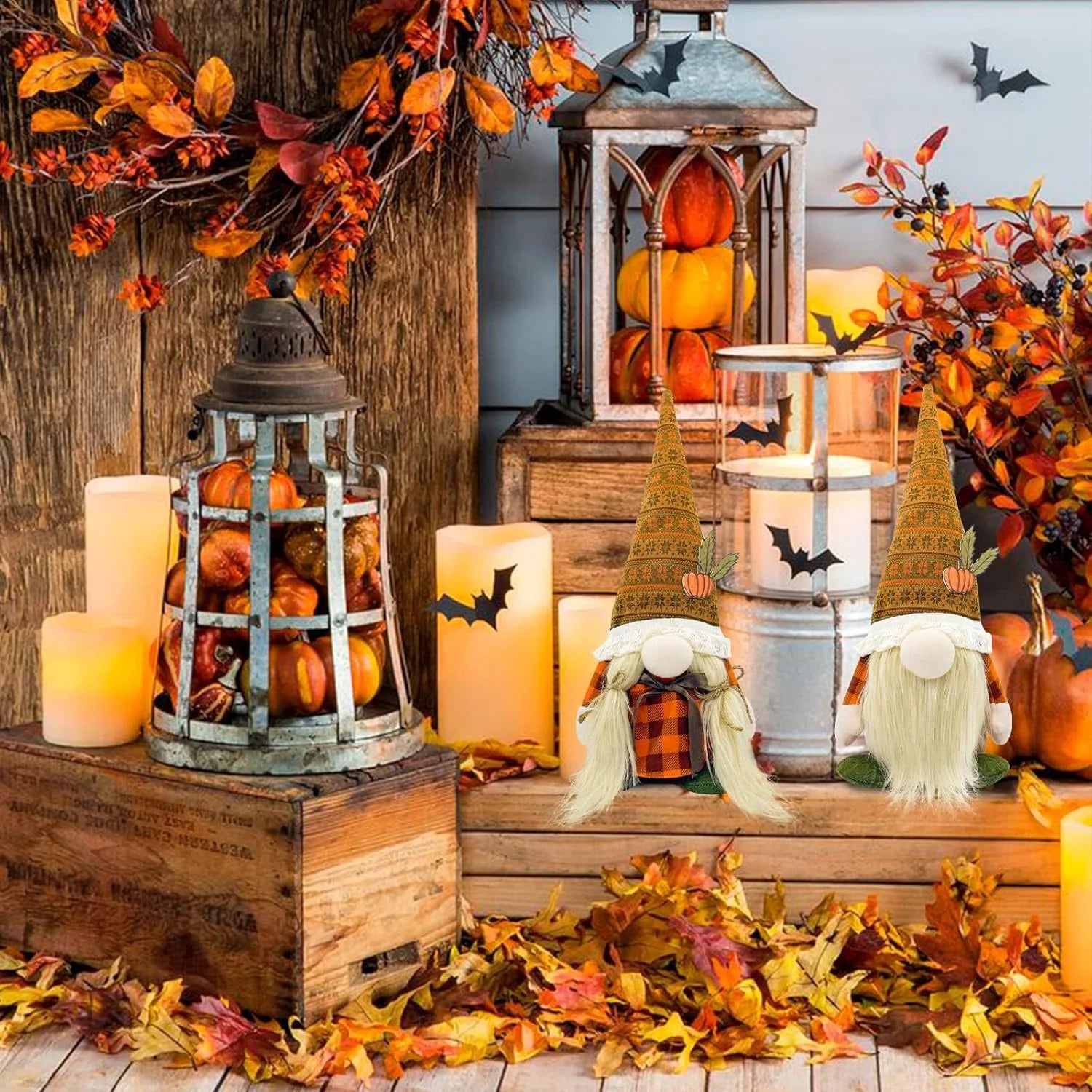 Fall Decorations for Home - 2Pack Cute Thanksgiving Gnomes Plush Doll for Office, Indoor, Room, Mantel, Shelf, Harvest Table Centerpieces - Autumn Gifts