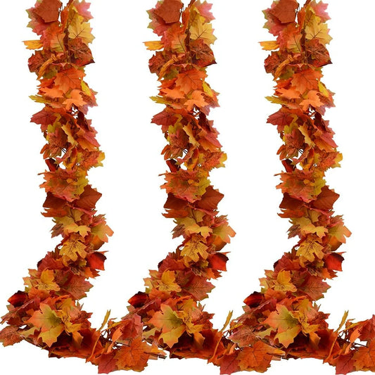 3 Pack Fall Garland Maple Leaf Garland 5.9Ft/Piece Fall Maple Leaves Garland Hanging Vine Garlands Artificial Fall Autumn Foliage Garland Thanksgiving Decor