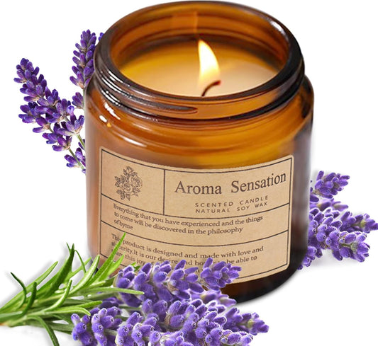 Organic Lavender Candles - Non Toxic Soy Candles for Home, Stress Relief & Medit