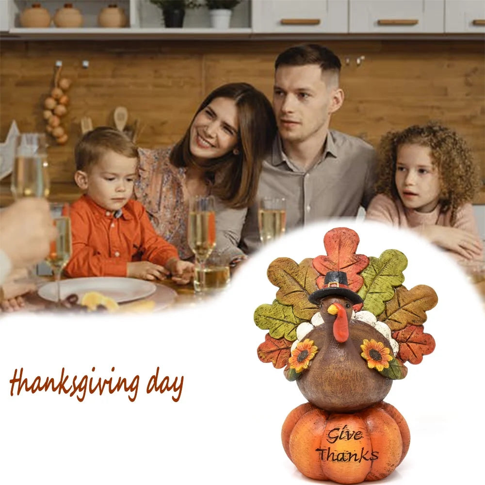 Thanksgiving Decorations Hand-Painted Turkey Pumpkin, Autumn Decor for Living Room Bedroom Kitchen Thanksgiving Harvest Day, Thankful Hand-Painted Thanksgiving Turkey Tabletop Centerpiece Decor