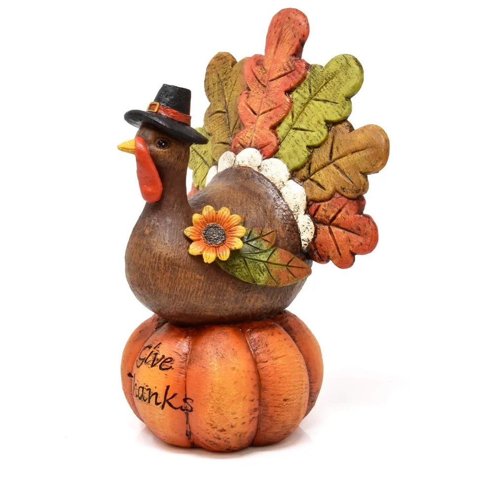 Thanksgiving Decorations Hand-Painted Turkey Pumpkin, Autumn Decor for Living Room Bedroom Kitchen Thanksgiving Harvest Day, Thankful Hand-Painted Thanksgiving Turkey Tabletop Centerpiece Decor