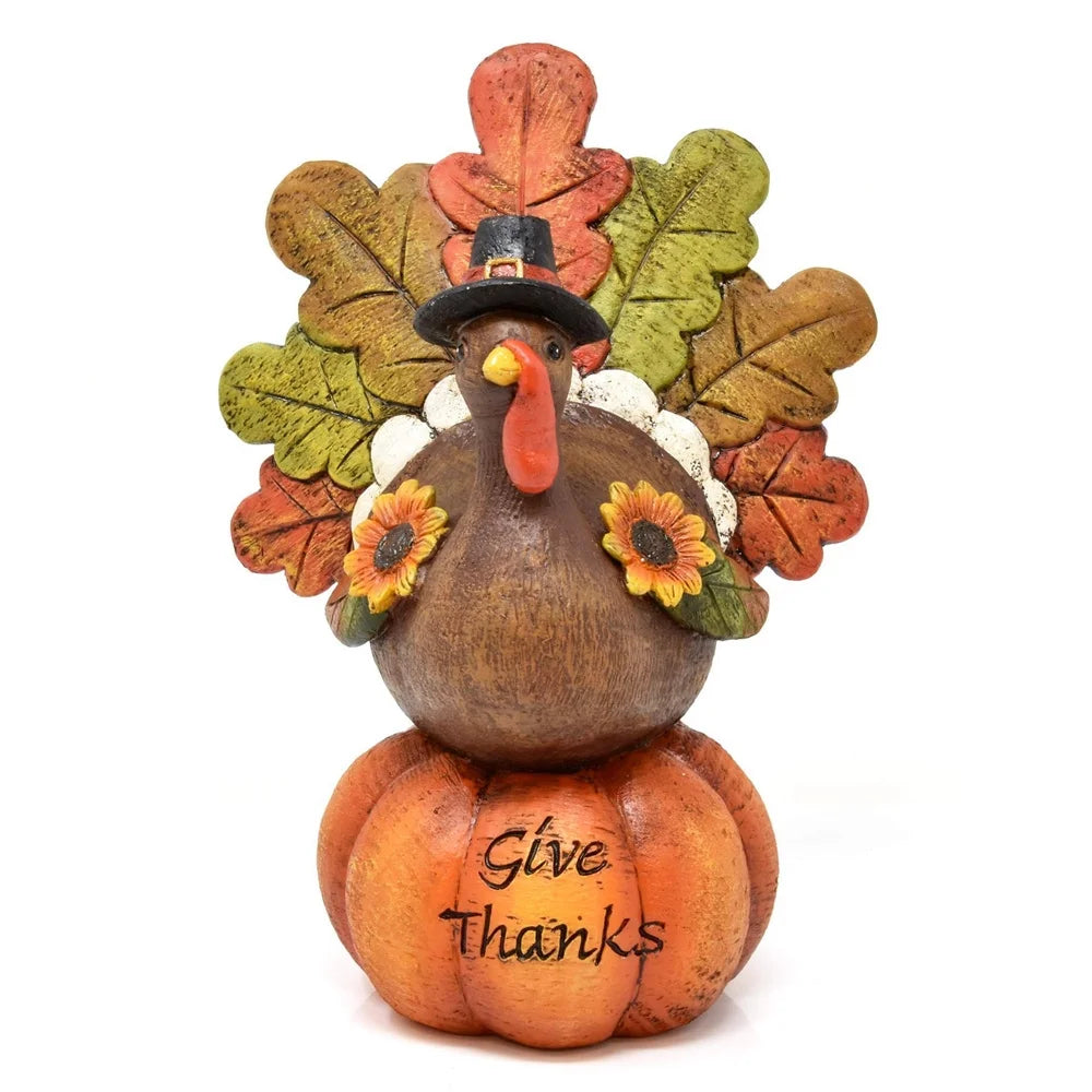 Thanksgiving Decorations Hand-Painted Turkey Pumpkin, Autumn Decor for Living Room Bedroom Kitchen Thanksgiving Harvest Day, Thankful Hand-Painted Thanksgiving Turkey Tabletop Centerpiece Decor