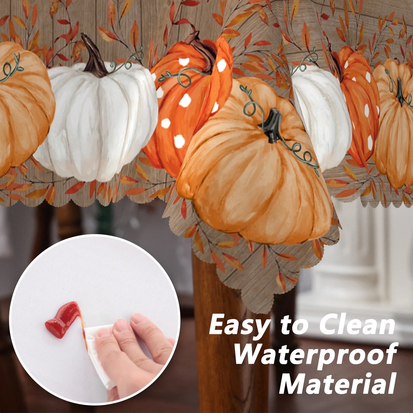 Fall Tablecloth, Thanksgiving Pumpkins Brown Tableware Home Decor, 60 X 120 Inch, Polyester