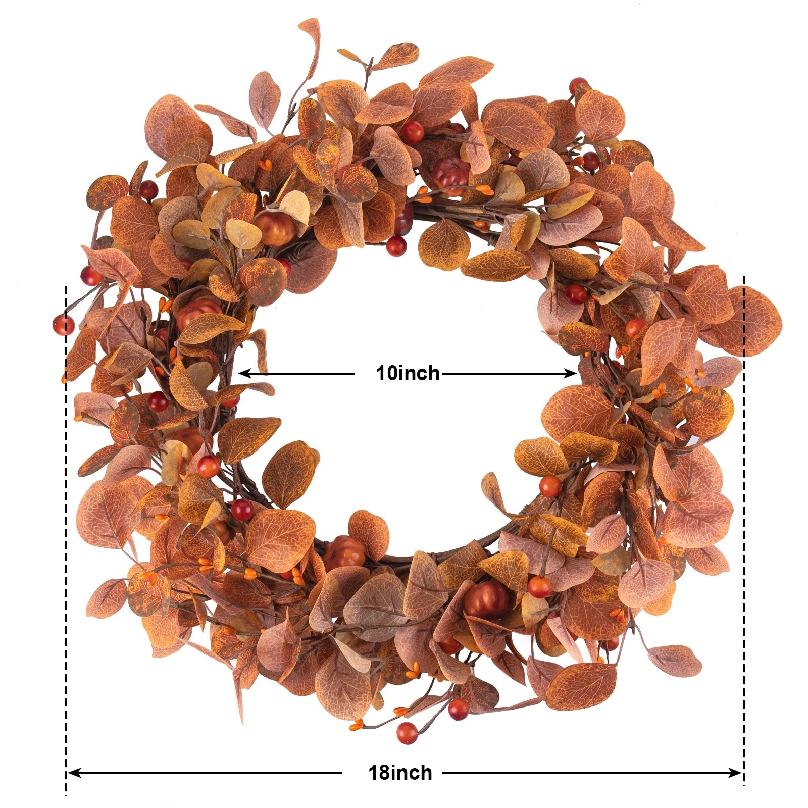 Fall Wreaths for Front Door, 18" Artificial Eucalyptus Leaves Autumn Wreaths Modern Farmhouse Fall Decoration for Home
