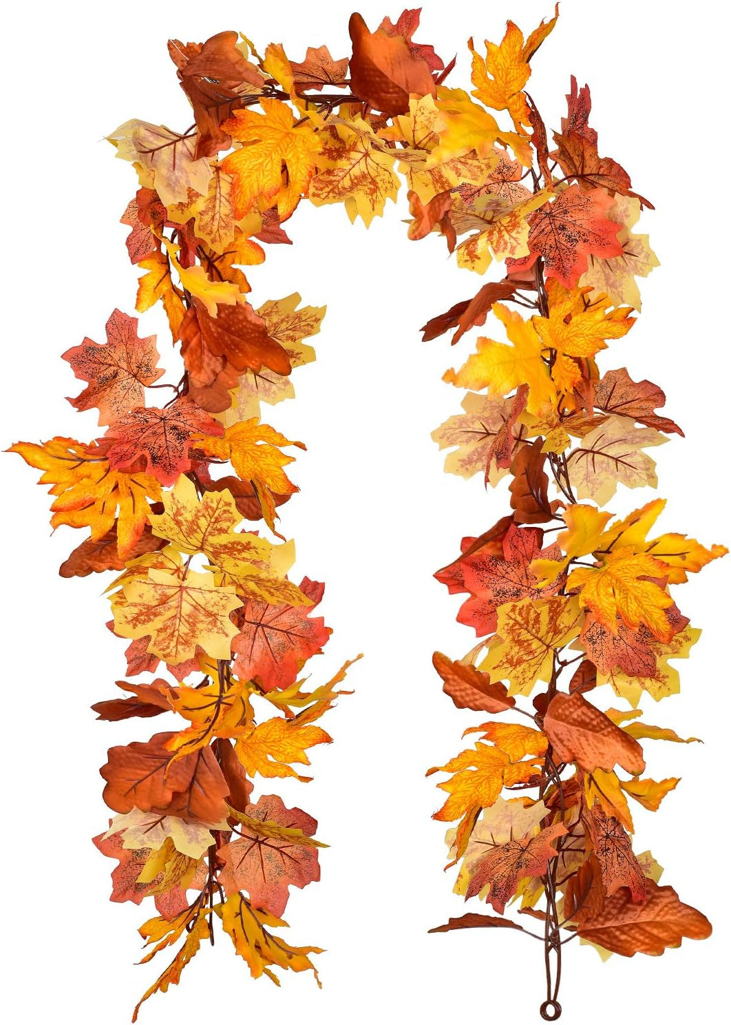 Fall Garland Maple Leaf, 2 Pack 5.9Ft/Piece Hanging Vine Artificial Autumn Foliage Garland Thanksgiving Decor for Home Wedding Fireplace Party Christmas