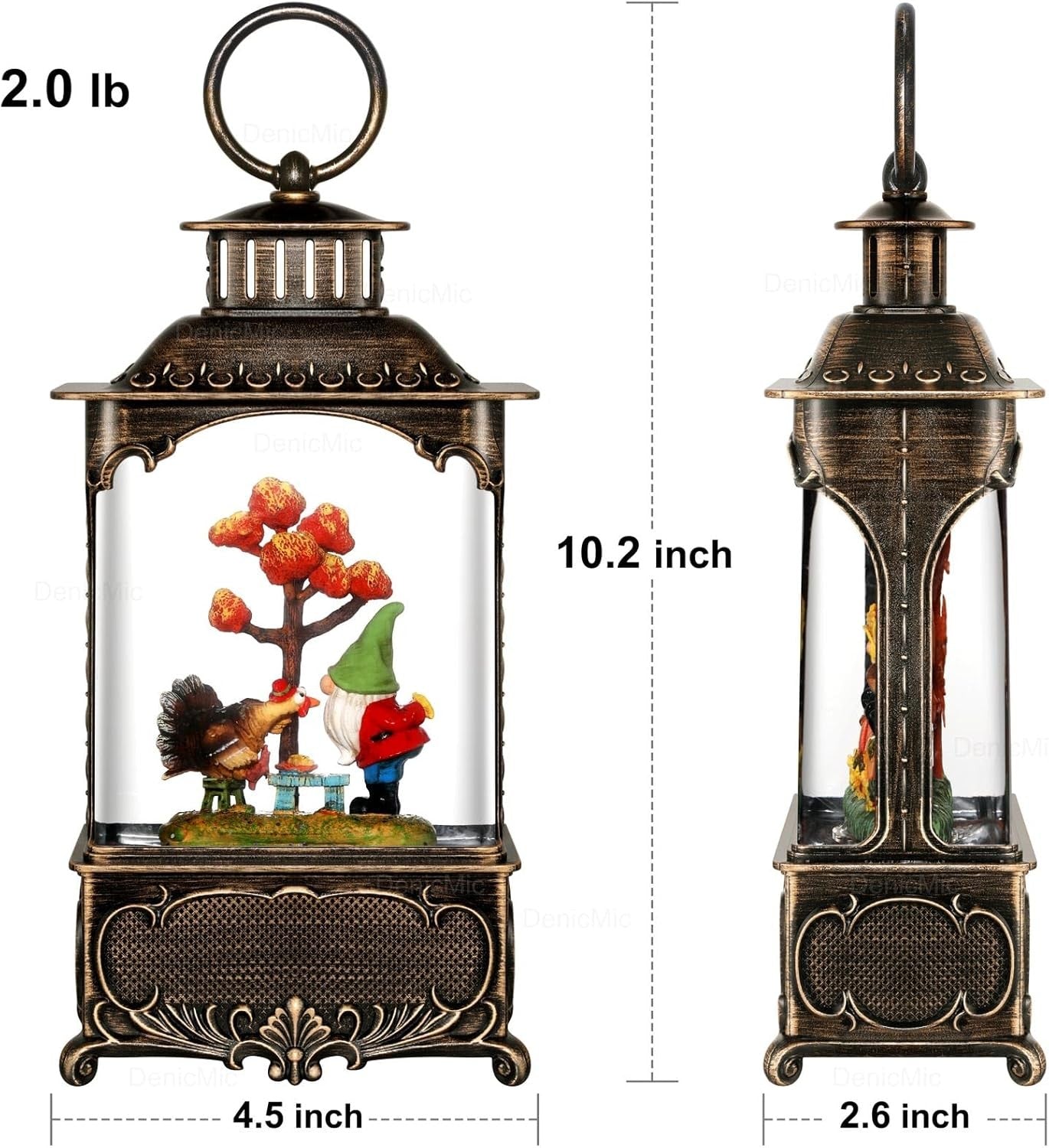 Fall Snow Globe Lantern,Fall Decorations for Home with Gnome and Autumn