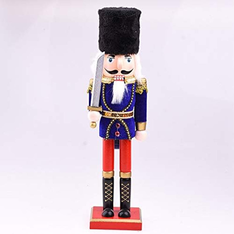 Christmas Wooden Nutcracker, 15 Inch Traditional Festive Xmas King and Soldier Figurine Ornament for Table Fireplace Decoraion (Red)