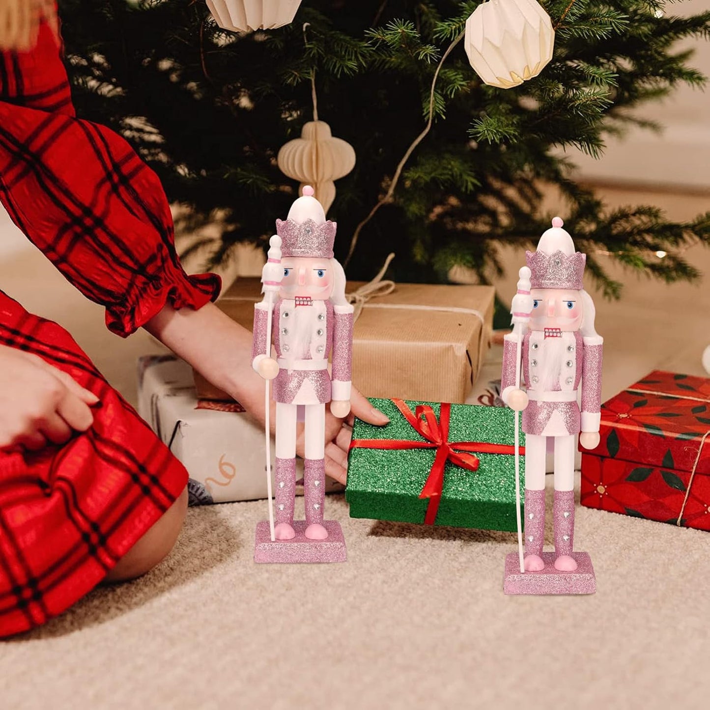 Christmas Decor Nutcracker Soldiers Figurine Christmas Desktop Decoration Glitter Soldier Puppet Toy for Xmas Tree Window Table Yard Porch Decoration Thanksgiving Decorations