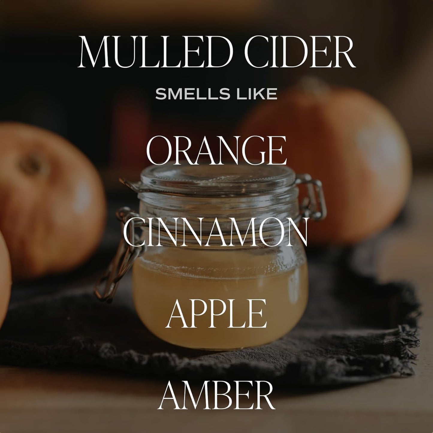 Mulled Cider Candle - Fall Candles with Orange, Cinnamon, Apple, and Amber Scent for Home - Fall Soy Candle with 40 Hours Burn Time - 9Oz Black Lid Amber Jar Mulled Cider Scents