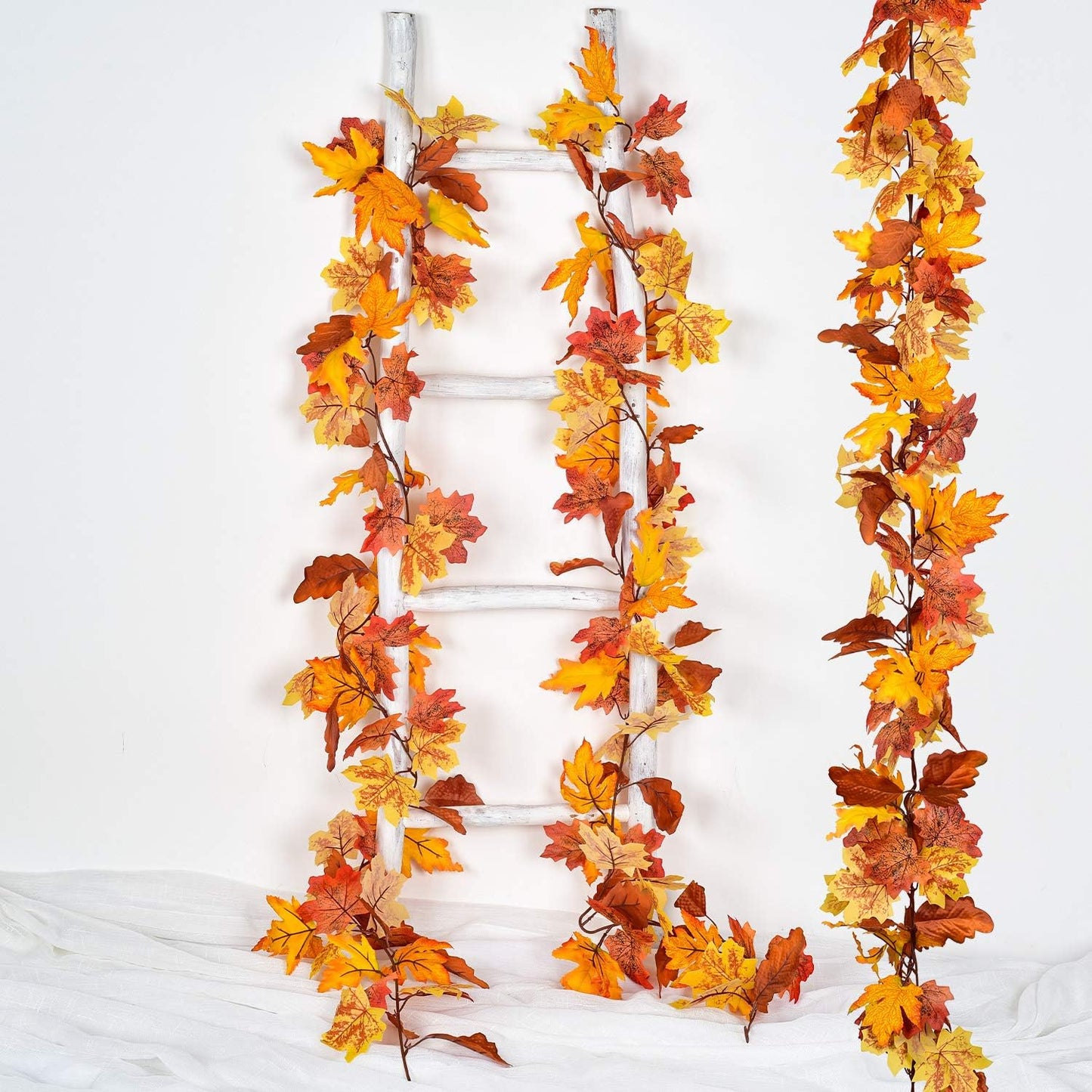 Fall Garland Maple Leaf, 2 Pack 5.9Ft/Piece Hanging Vine Artificial Autumn Foliage Garland Thanksgiving Decor for Home Wedding Fireplace Party Christmas