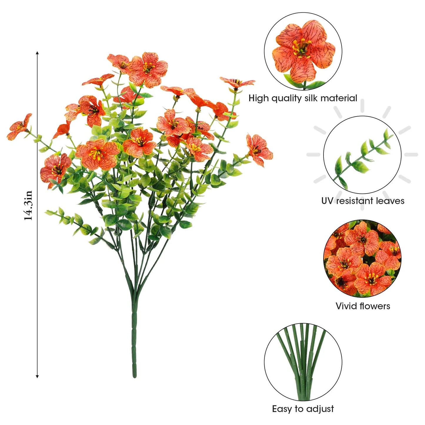 12 Bundles Fake Fall Flowers, Autumn Artificial Faux Flowers Outdoors Fall Decorations for Home Front Door Porch Patio, Orange