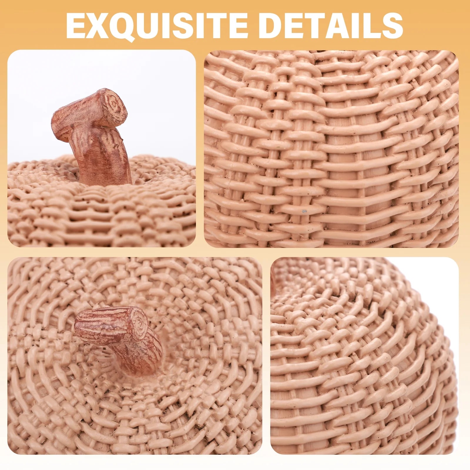 2Pcs Resin Pumpkin Figurines with Woven Texture Fall Decor Autumn Decor Thanksgiving Decorations for Home