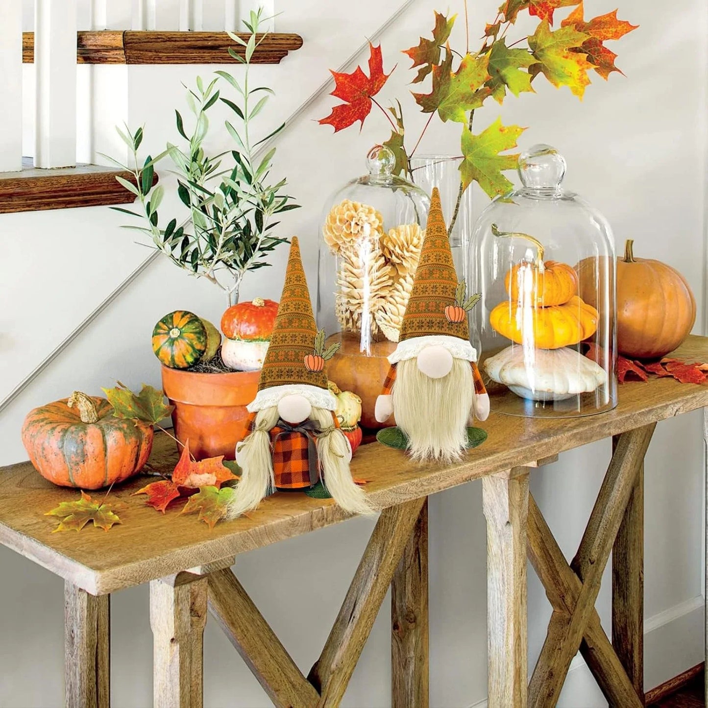 Fall Decorations for Home - 2Pack Cute Thanksgiving Gnomes Plush Doll for Office, Indoor, Room, Mantel, Shelf, Harvest Table Centerpieces - Autumn Gifts