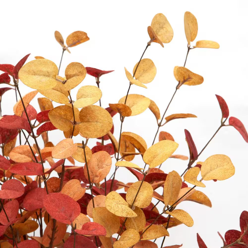 6-Piece 27.5 In. Artificial Eucalyptus Stems Fall Decorations with Fall Eucalyptus Leaves for Office and Home, Orange