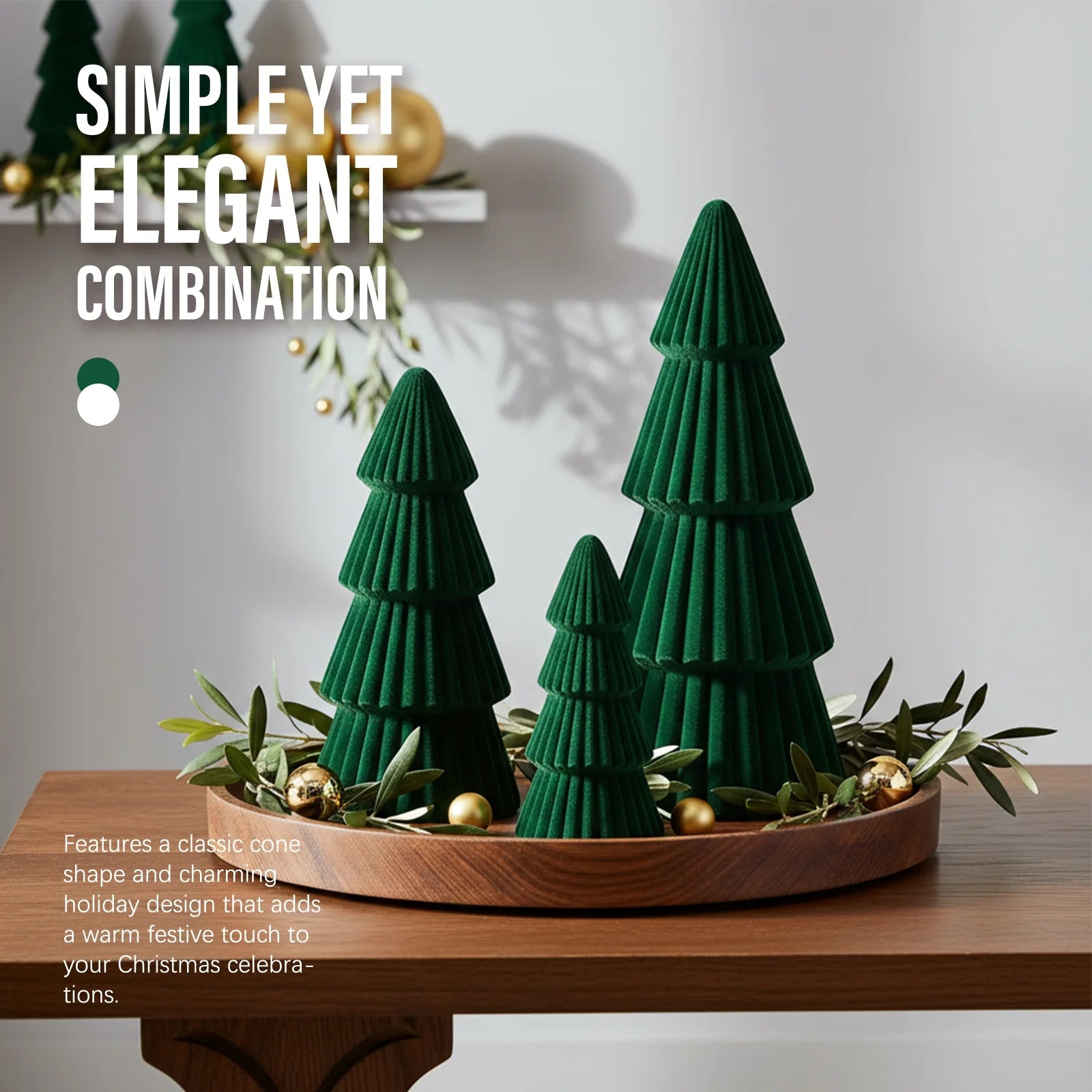 3Pcs Tabletop Christmas Tree Velvet Resin Christmas Trees for Christmas Decor Indoor, Christmas Table Decor