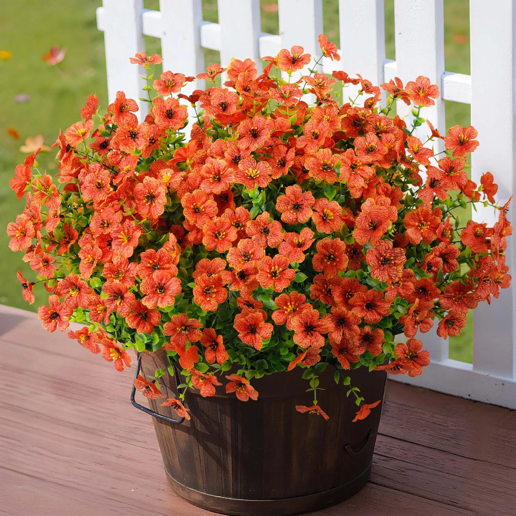 12 Bundles Fake Fall Flowers, Autumn Artificial Faux Flowers Outdoors Fall Decorations for Home Front Door Porch Patio, Orange