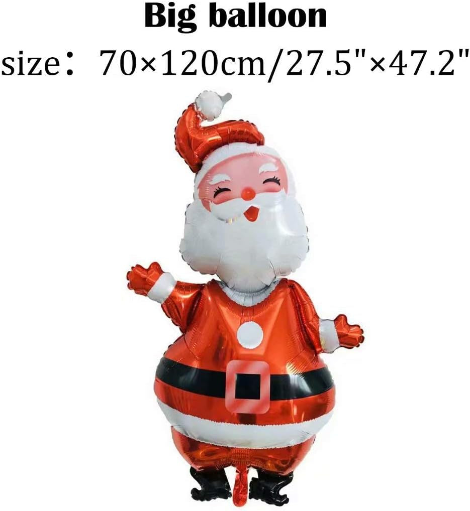 Christmas Decor Balloons, Giant 7Pcs Mylar Foil Balloon Set, Santa Claus, Elk, Snowman, Reindeer, Candy Cane, Tree, Xmas Party Supplies