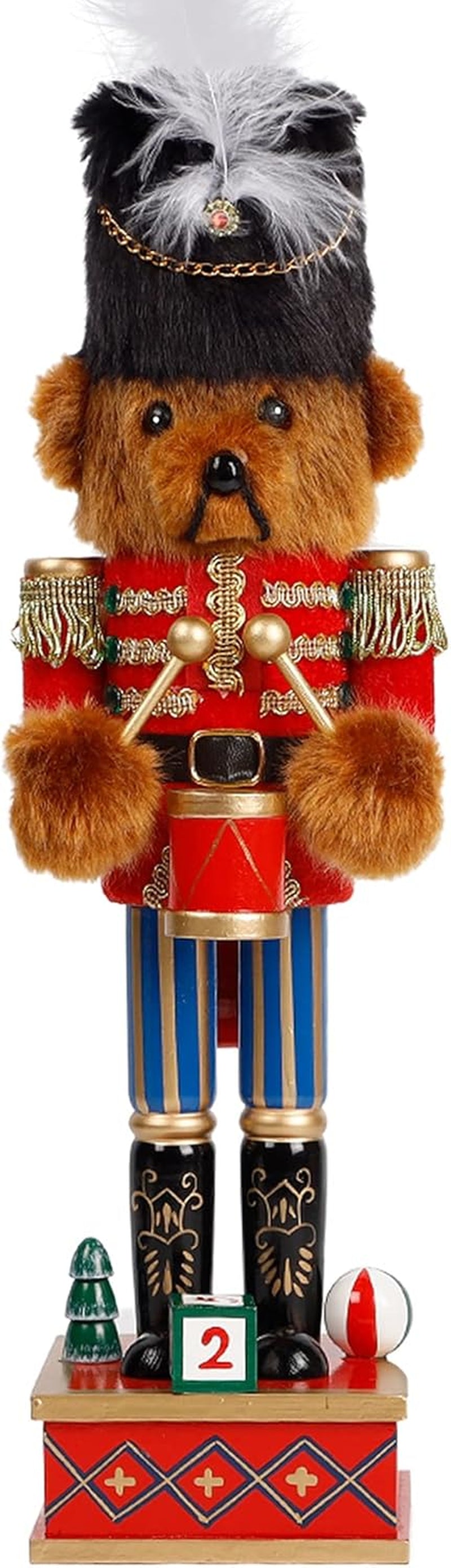 14 Inch Christmas Nutcracker Figures, Wooden Nutcracker Bear Drummer Ornaments, Large Xmas Nutcracker Tabletop Centerpieces Festival Shelves Decorations