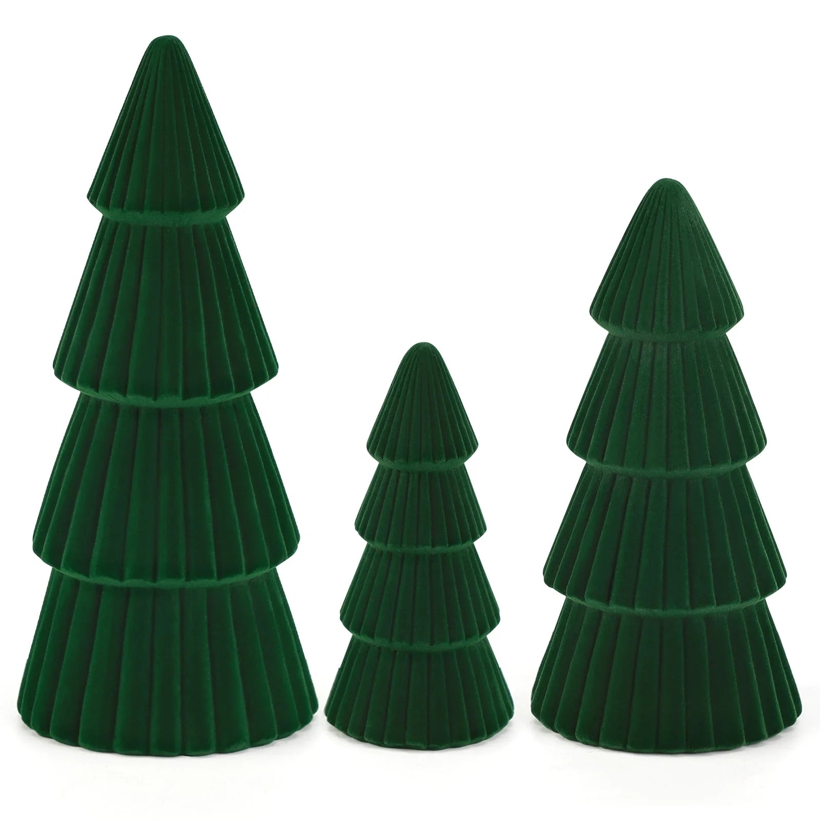 3Pcs Tabletop Christmas Tree Velvet Resin Christmas Trees for Christmas Decor Indoor, Christmas Table Decor
