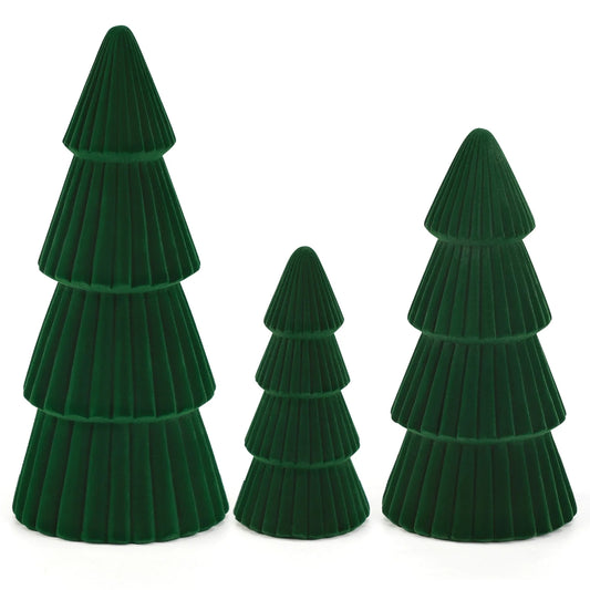 3Pcs Tabletop Christmas Tree Velvet Resin Christmas Trees for Christmas Decor Indoor, Christmas Table Decor