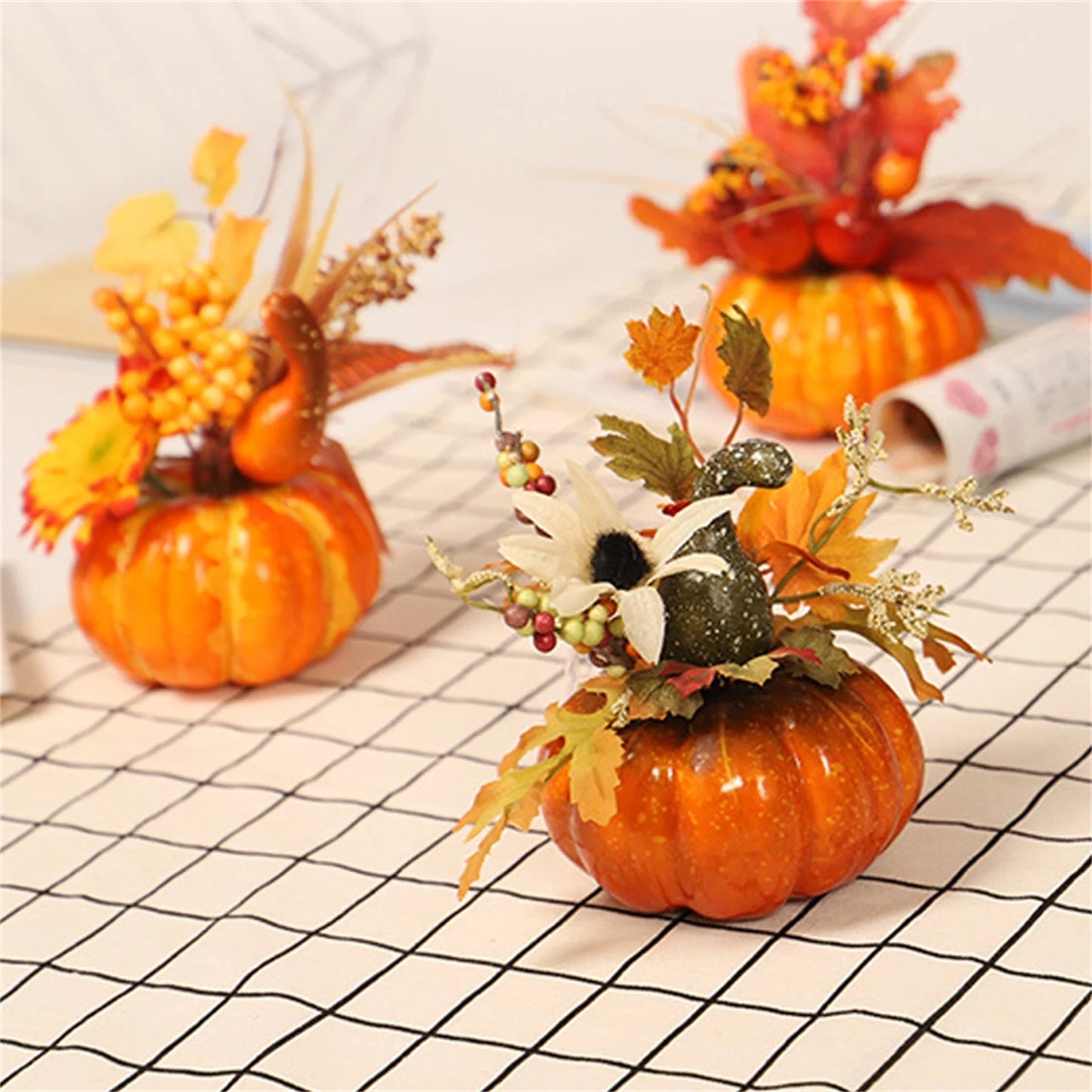 Fall Decorative Props Simulated Pumpkin Maple Leaf Home Autumn Decor Perfect for Autumn Home Tabletop Centerpieces Kitchen Fireplace Mantel Party Decorations