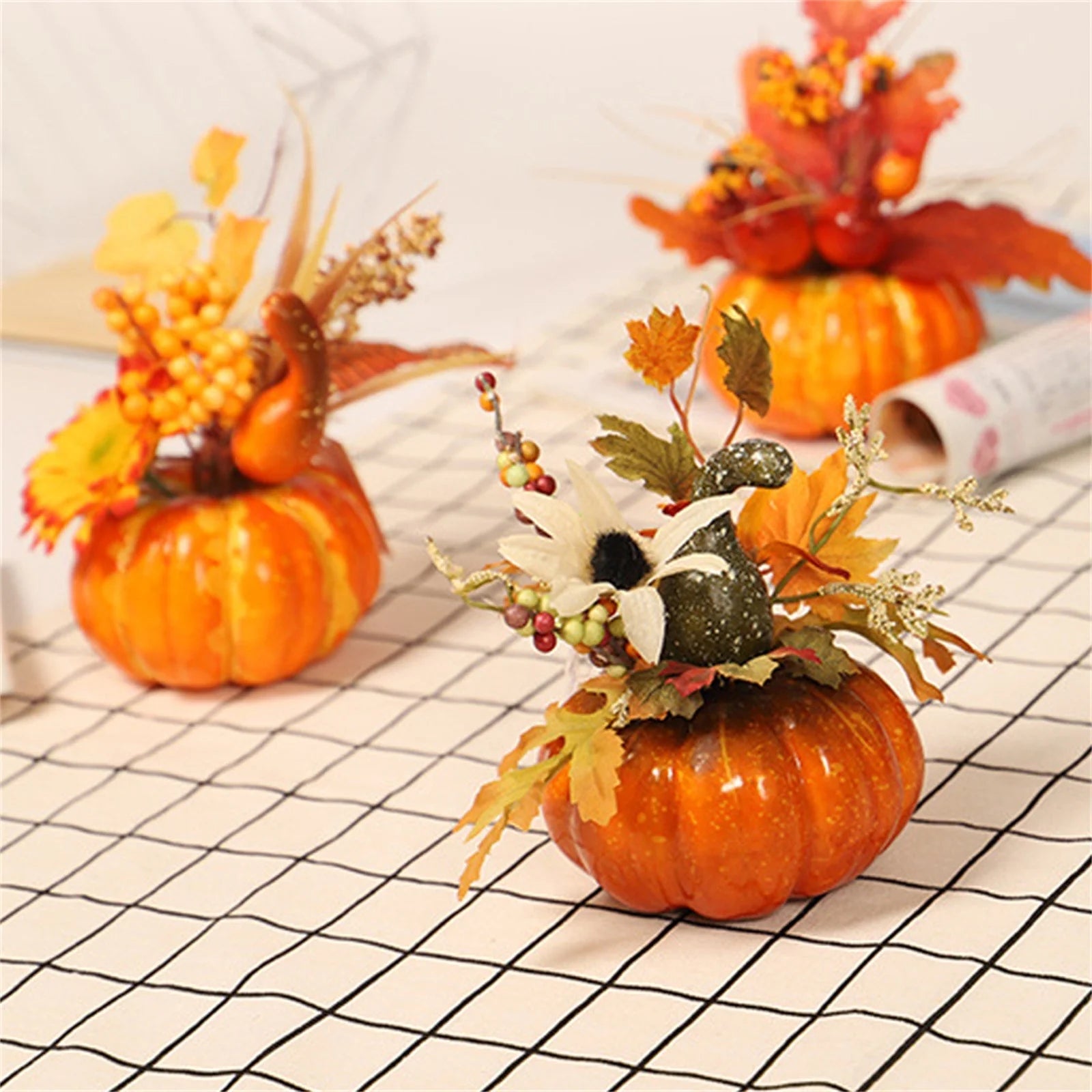 Fall Decorative Props Simulated Pumpkin Maple Leaf Home Autumn Decor Perfect for Autumn Home Tabletop Centerpieces Kitchen Fireplace Mantel Party Decorations