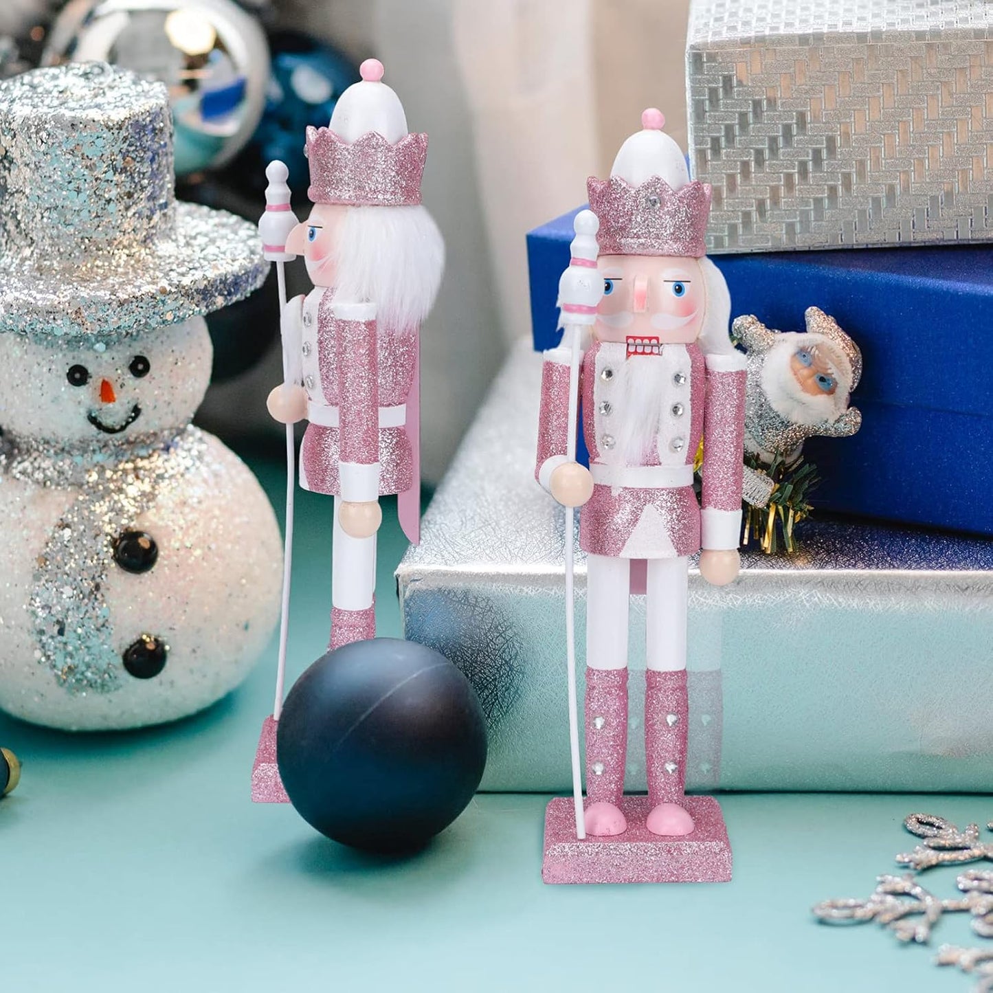 Christmas Decor Nutcracker Soldiers Figurine Christmas Desktop Decoration Glitter Soldier Puppet Toy for Xmas Tree Window Table Yard Porch Decoration Thanksgiving Decorations