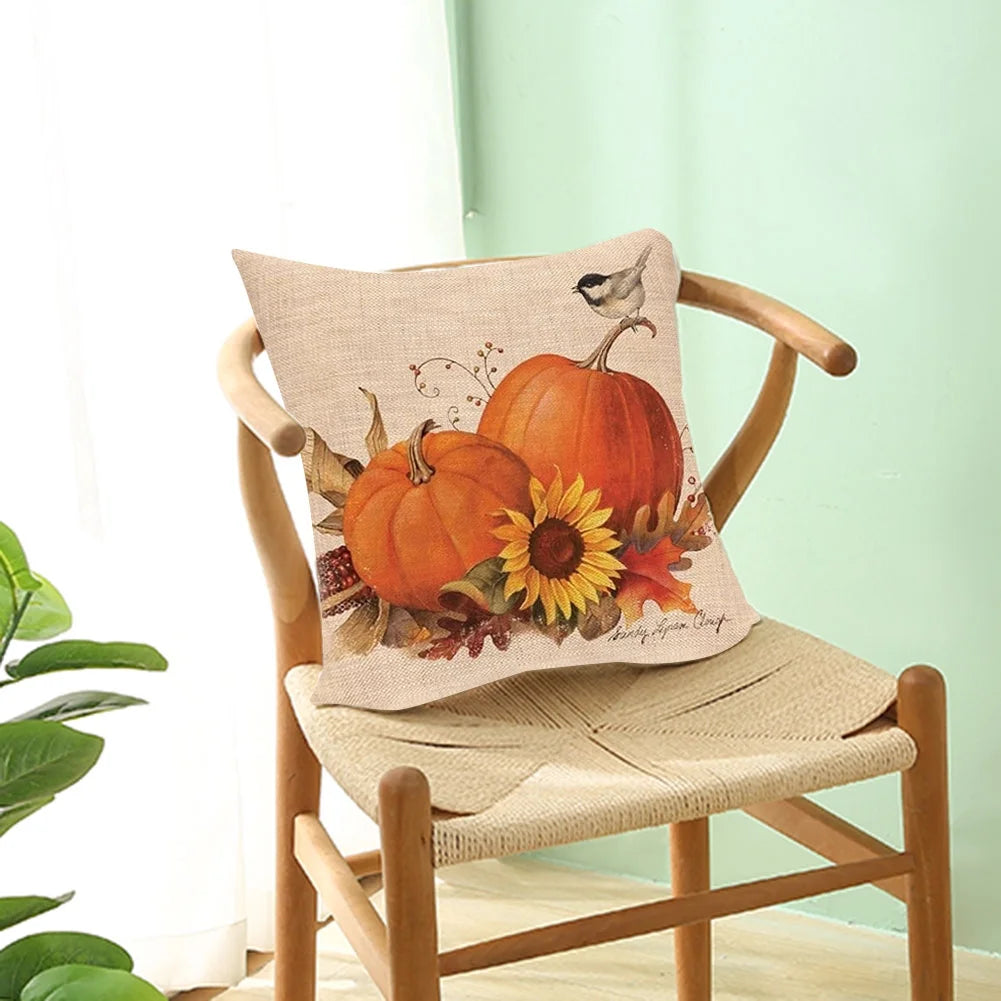 Fall Pillow Covers 18X18 Set of 4 for Fall Decor Pumpkin Maple Leaves Sunflower Vase Outdoor Fall Pillows Decorative Throw Pillows Farmhouse Thanksgiving Autumn Cushion Case