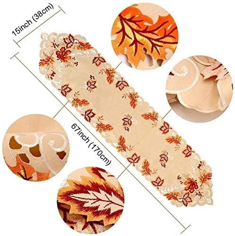 Fall Table Runners Maple Leaf Table Runner Fall Table Decorations Thanksgiving Decorations Fall Tablecloth Embroidery Table Flag for Thanksgiving Party Home Tableā¦