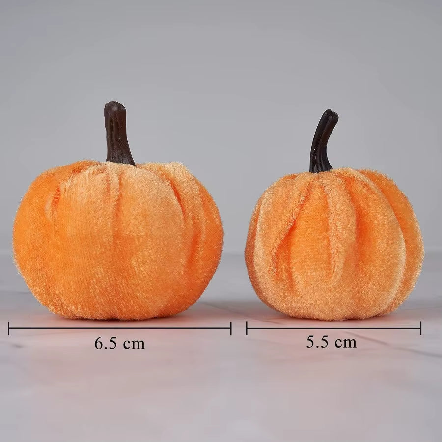 12Pcs Artificial Fake Faux Velvet Foam Fabric Pumpkins Decoration for Fall Home Farmhouse Harvest Thanksgiving Decorative Indoo