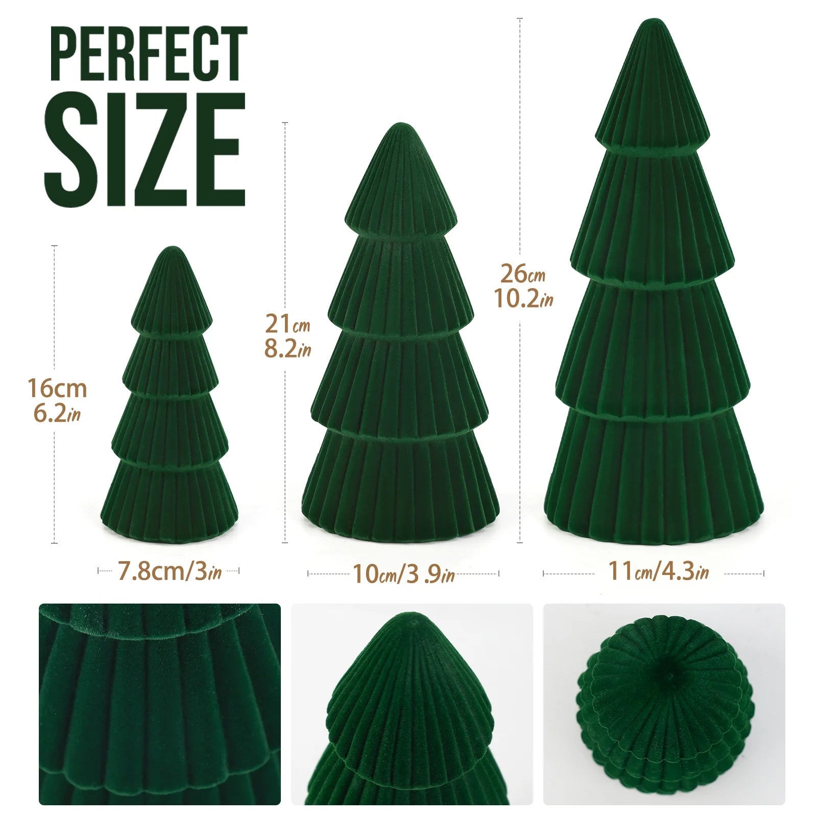 3Pcs Tabletop Christmas Tree Velvet Resin Christmas Trees for Christmas Decor Indoor, Christmas Table Decor