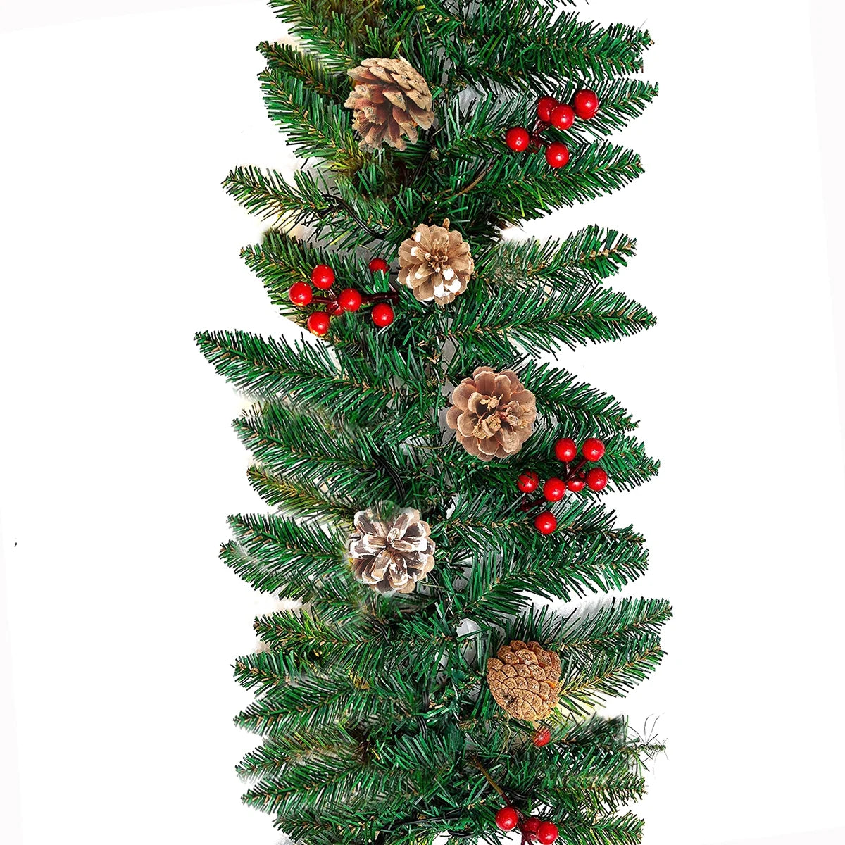 10FT Christmas Garland with Red Berries Snow Pine Cones for Indoor Outdoor Holiday Xmas Mantle Decoration