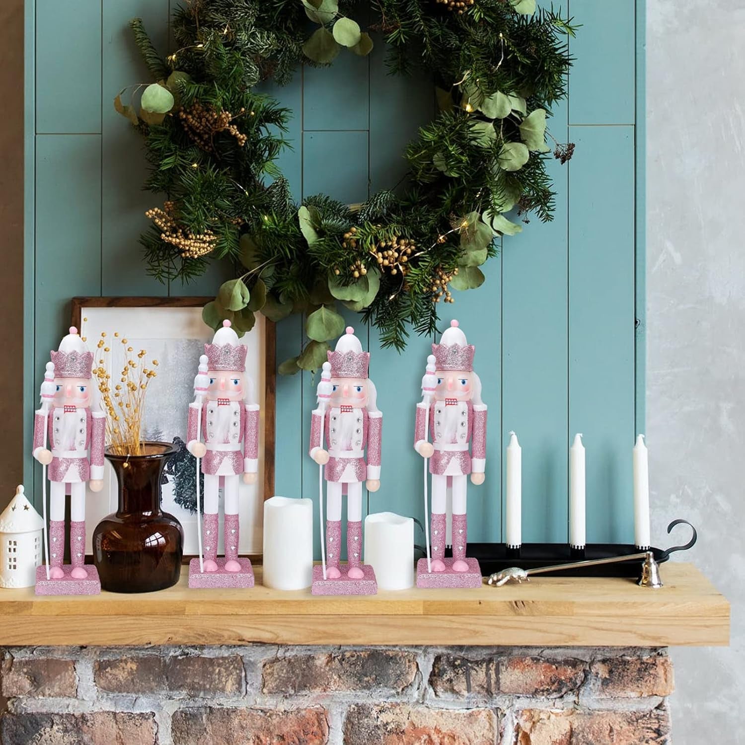 Christmas Decor Nutcracker Soldiers Figurine Christmas Desktop Decoration Glitter Soldier Puppet Toy for Xmas Tree Window Table Yard Porch Decoration Thanksgiving Decorations