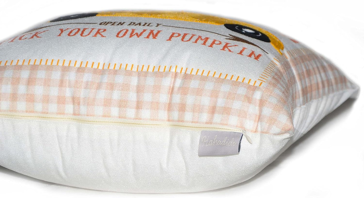 Fall Pillow Covers 18X18 Set of 4 Thanksgiving Pillow Covers Harvest Decorative Pillow Covers, Autumn Pumpkin Throw Pillow Covers for Fall Thanksgiving Decorations