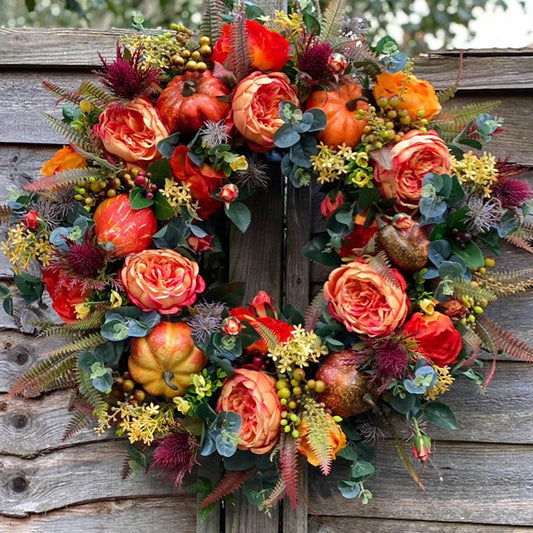 On Clearance End of Year Clearance Wreath for Front Door - Autumn Large Artificial Outdoor Wreath Fall Decorations for Porch, Window,Farmhouse,Home,Holiday,Hanging Decor