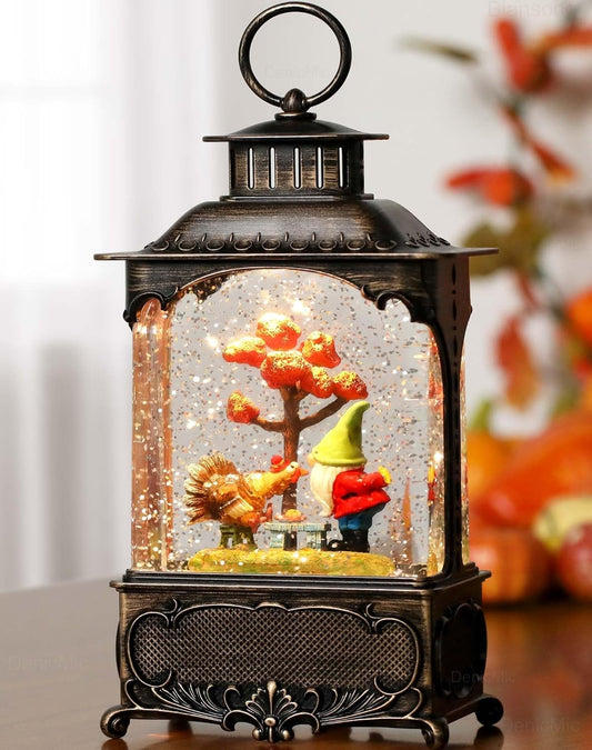 Fall Snow Globe Lantern,Fall Decorations for Home with Gnome and Autumn