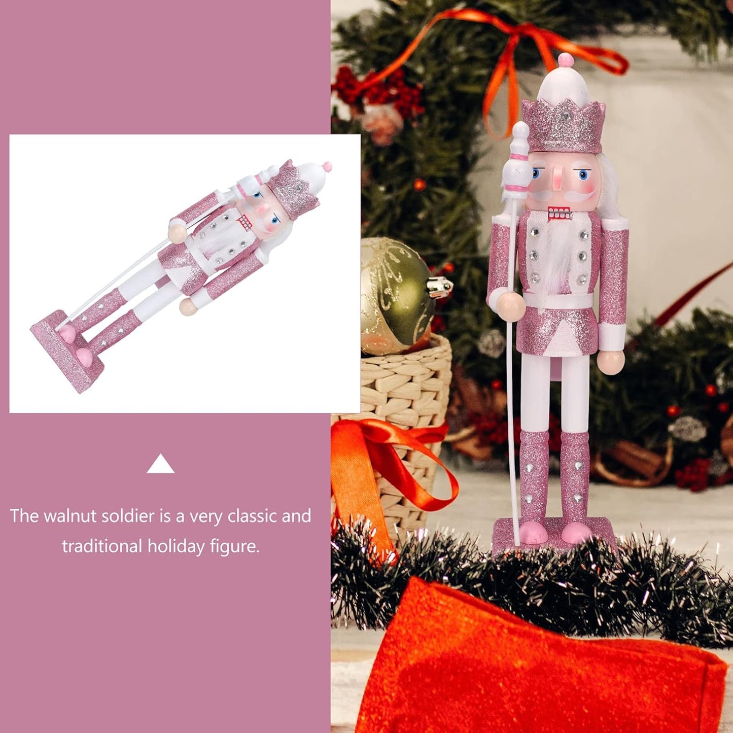 Christmas Decor Nutcracker Soldiers Figurine Christmas Desktop Decoration Glitter Soldier Puppet Toy for Xmas Tree Window Table Yard Porch Decoration Thanksgiving Decorations