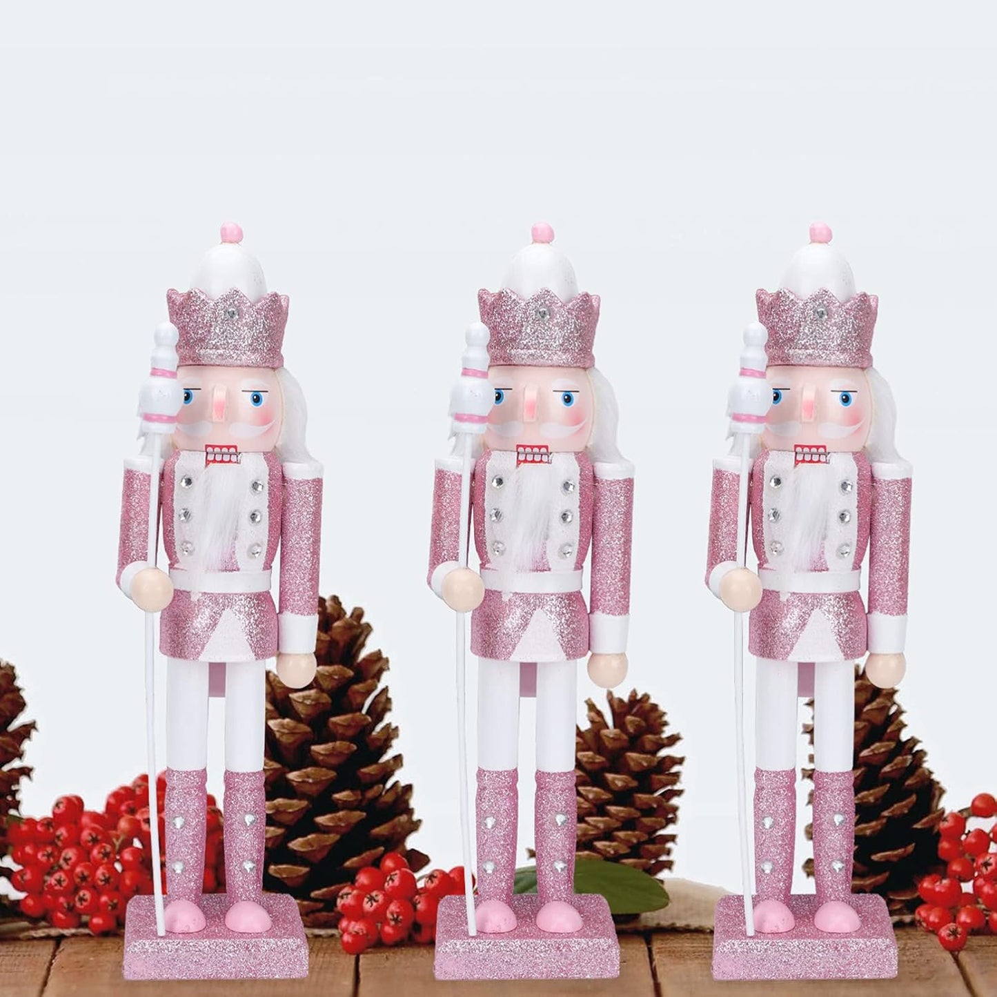 Christmas Decor Nutcracker Soldiers Figurine Christmas Desktop Decoration Glitter Soldier Puppet Toy for Xmas Tree Window Table Yard Porch Decoration Thanksgiving Decorations