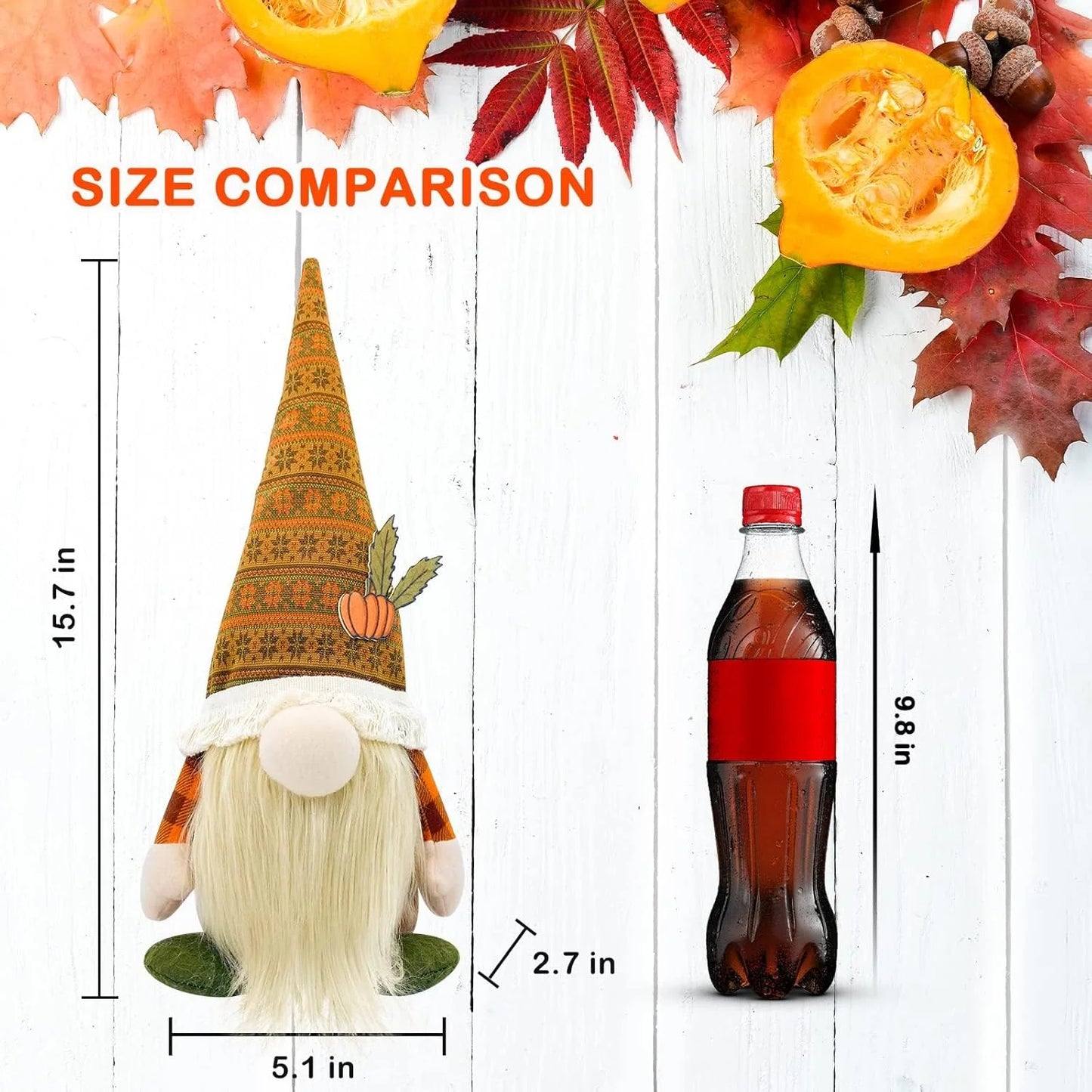 Fall Decorations for Home - 2Pack Cute Thanksgiving Gnomes Plush Doll for Office, Indoor, Room, Mantel, Shelf, Harvest Table Centerpieces - Autumn Gifts