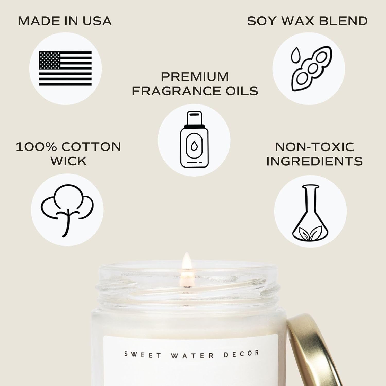 , Vanilla Buttercream, Vanilla, Sugar, and Buttercream, Sweet Scented Soy Wax Candle for Home | 9Oz Clear Jar, 40 Hour Burn Time, Made in the USA