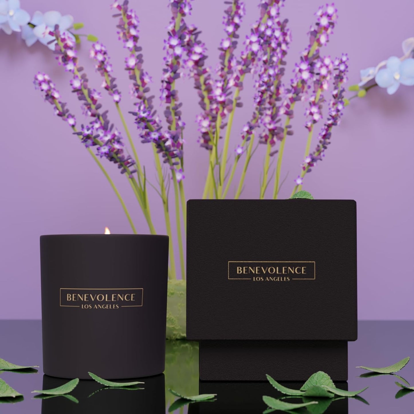 Lavender, Mint & Sage Scented Candle | Soy Candles, Black Candle for Home | Gifts for Women and Men | Home Fragrance | Aromatherapy | Bathroom Freshener | 8Oz, 45 Hour Burn