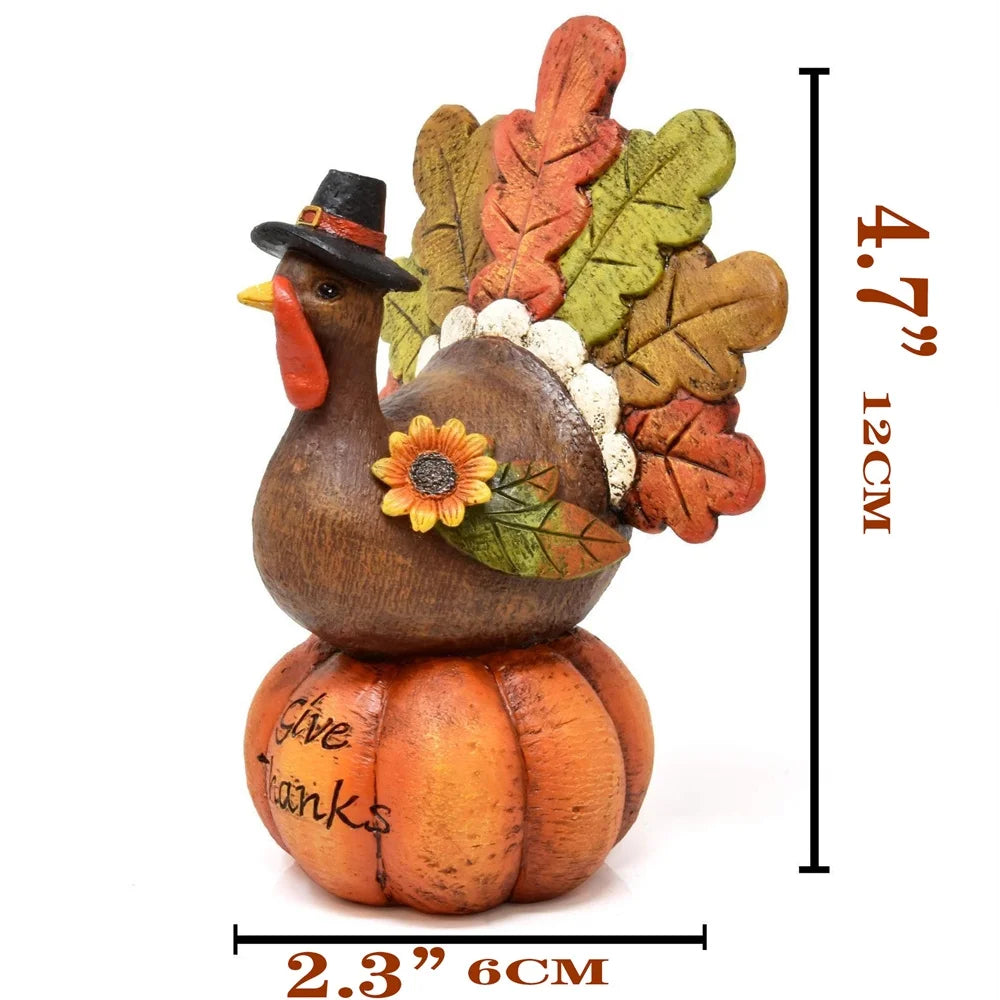 Thanksgiving Decorations Hand-Painted Turkey Pumpkin, Autumn Decor for Living Room Bedroom Kitchen Thanksgiving Harvest Day, Thankful Hand-Painted Thanksgiving Turkey Tabletop Centerpiece Decor