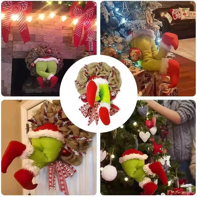 Christmas Thief Wreath,Christmas Elf Leg Wreath, Christmas Burlap Wreath, Holiday Decoration