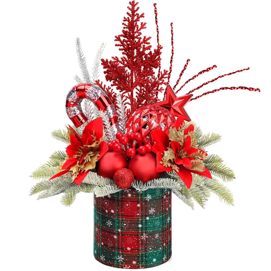 Mini Christmas Tree with Pine Cone Berry, Bottle Brush Christmas Trees for Christmas Decorations Indoor, Christmas Tabletop Decor Centerpiece | Round