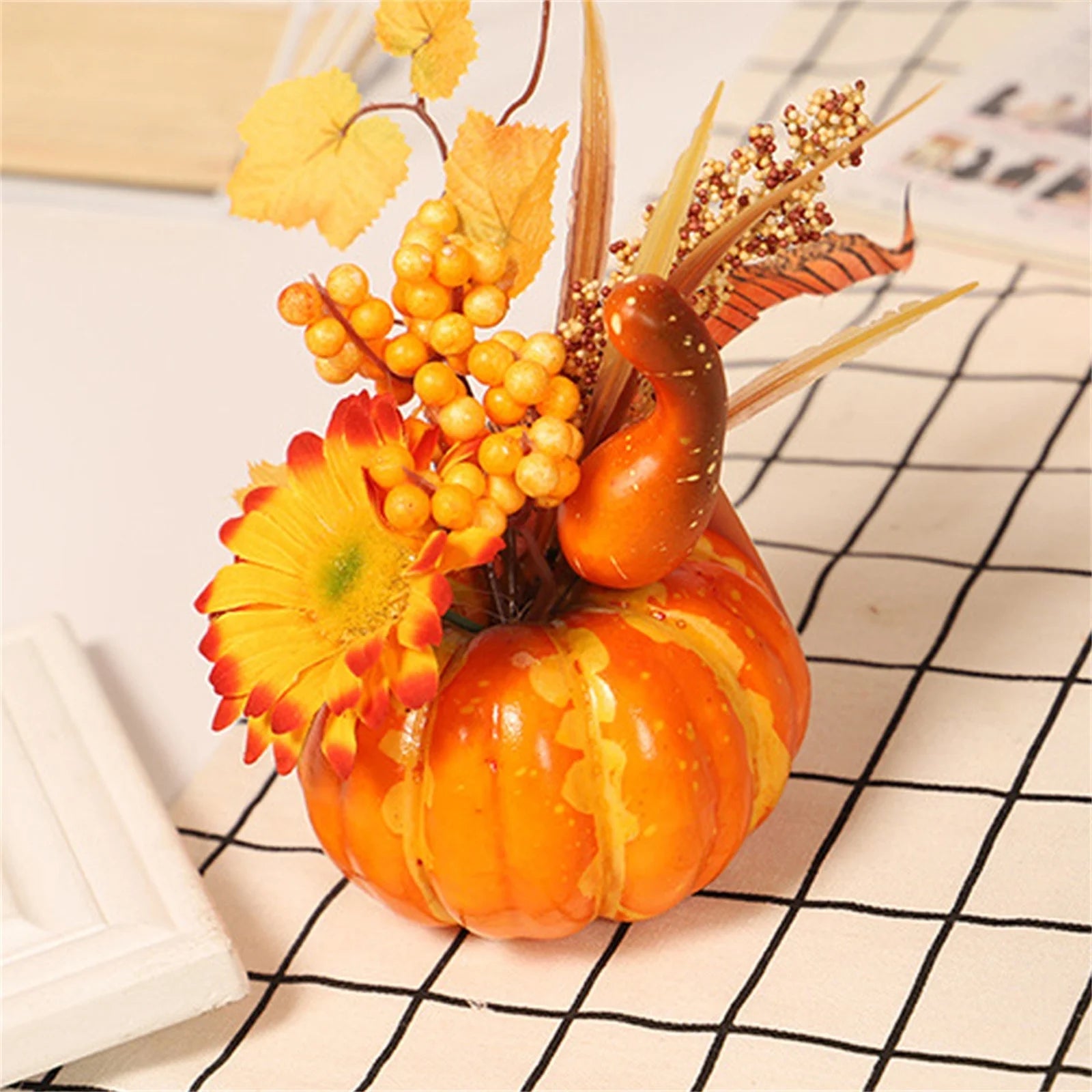 Fall Decorative Props Simulated Pumpkin Maple Leaf Home Autumn Decor Perfect for Autumn Home Tabletop Centerpieces Kitchen Fireplace Mantel Party Decorations