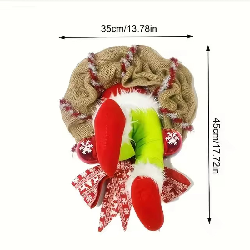 Christmas Thief Wreath,Christmas Elf Leg Wreath, Christmas Burlap Wreath, Holiday Decoration