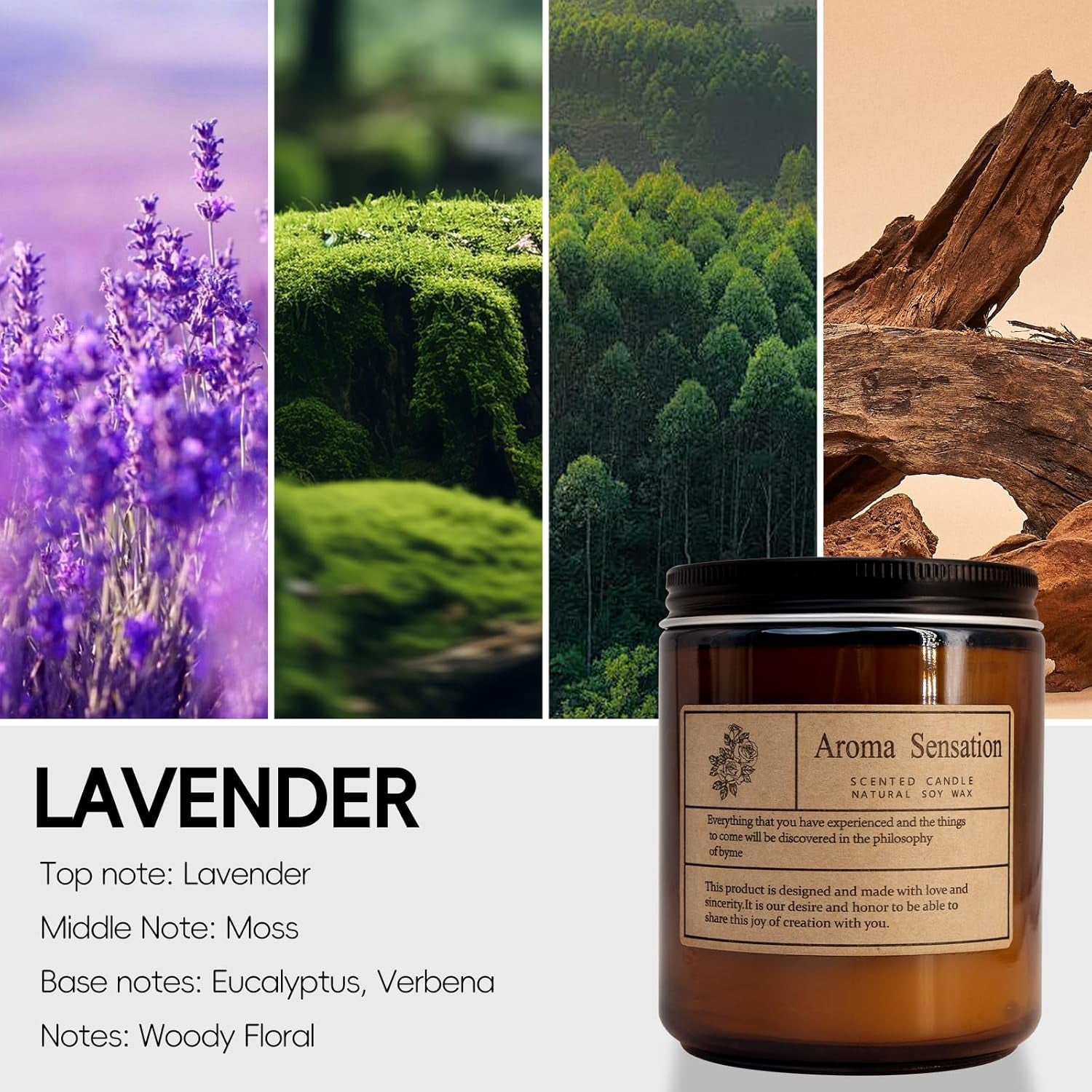 Organic Lavender Candles - Non Toxic Soy Candles for Home, Stress Relief & Medit
